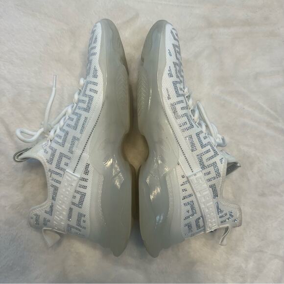 Steve Madden Maxima Rhinestone Sneakers Chunky Knit Low Top White/Silver Size 10 - Picture 6 of 11